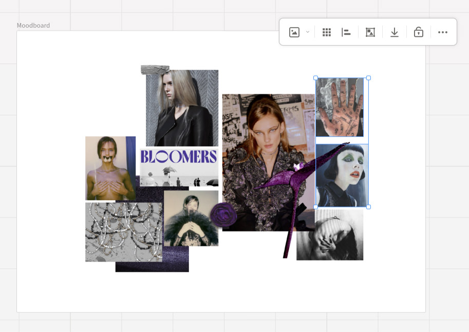 Creating moodboard on Fabrie